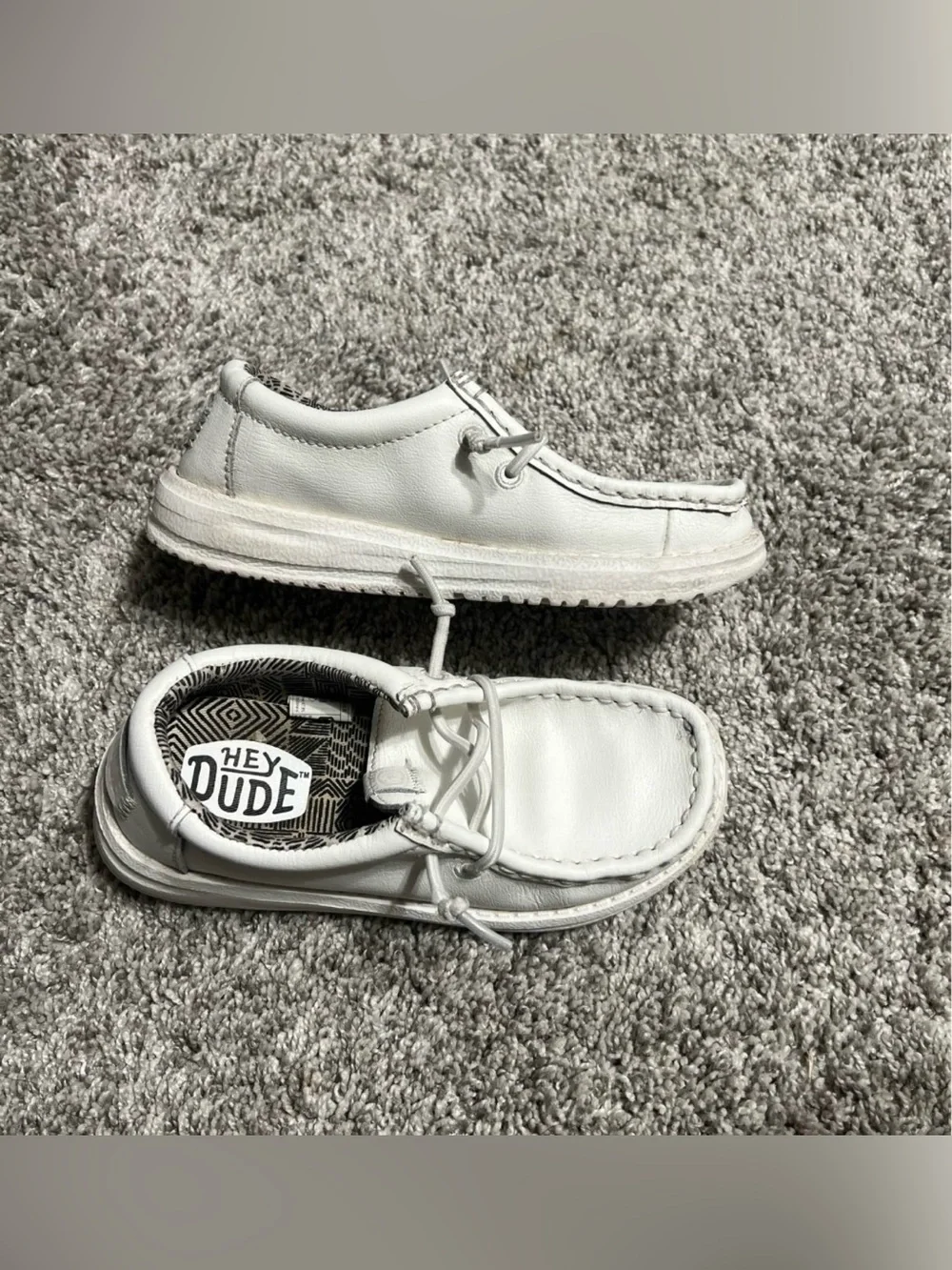 Hey Dude Kids White Slip-On Moccasins with Elastic Lace